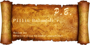Pillis Balambér névjegykártya